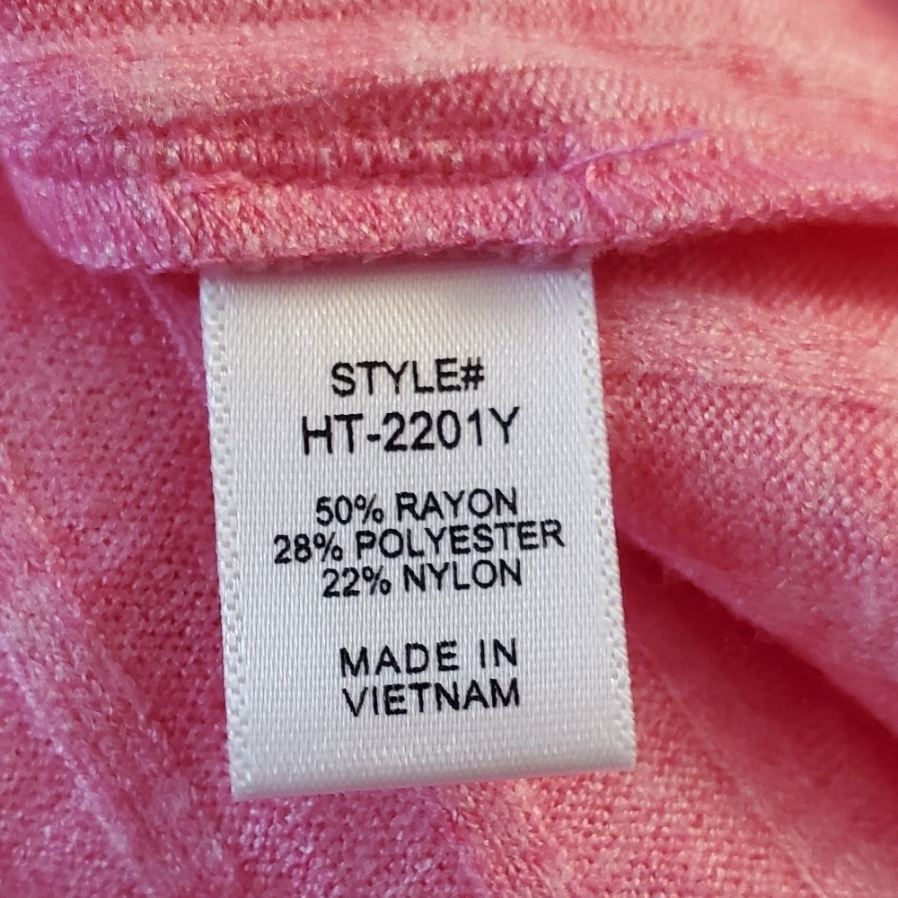 Zenana Pink Ribbed Long Sleeve Crew Neck Knit Soft Stretch Basic Top Size L - Picture 7 of 8